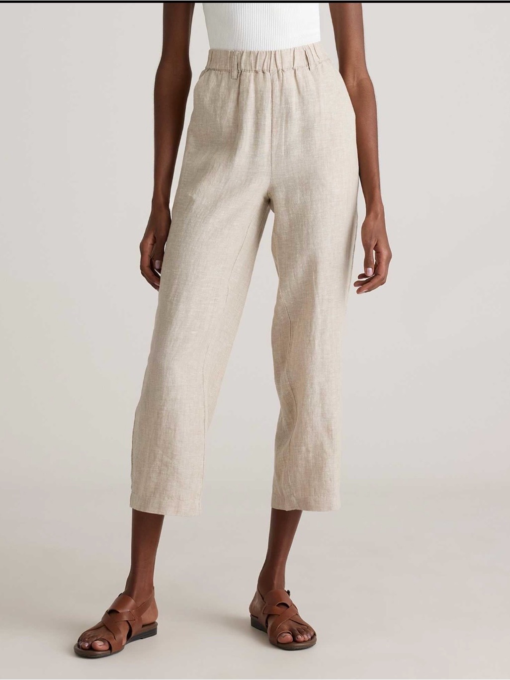 Quince 100% Linen Pants Nwt Sz L Flax Tan 26” Inseam